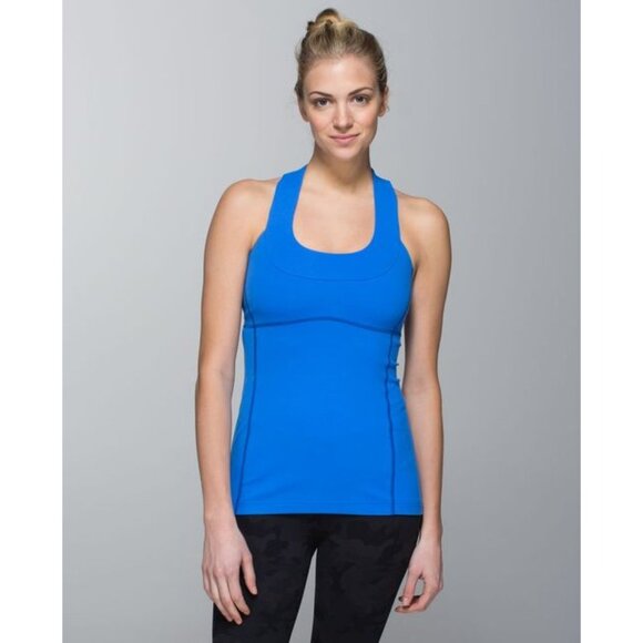Lululemon Athletica Scoop Neck T-Back Luon Blue Yoga Tank Top Size 6 - Picture 3 of 7